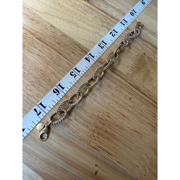 J.Crew Gold-Tone Crystal Link Bracelet 7" Elegant Statement Jewelry - Picture 6 of 10
